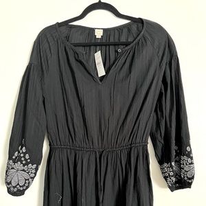 NWT Embroidered Black Beach Tunic Dress Loft